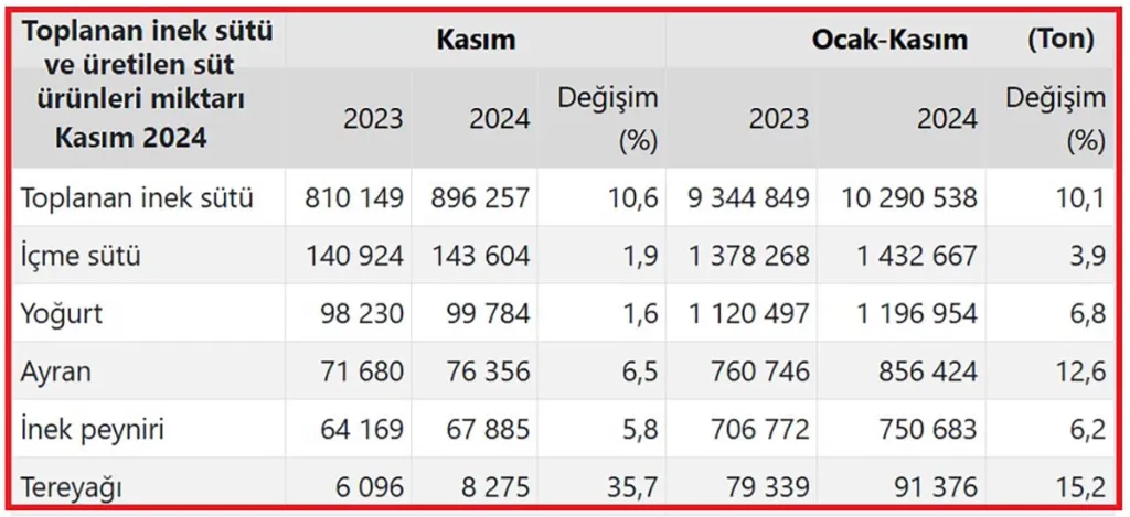 Türkiye İstatistik Kurumu (TÜİK) tarafından açıklanan verilere göre, 2024 yılının