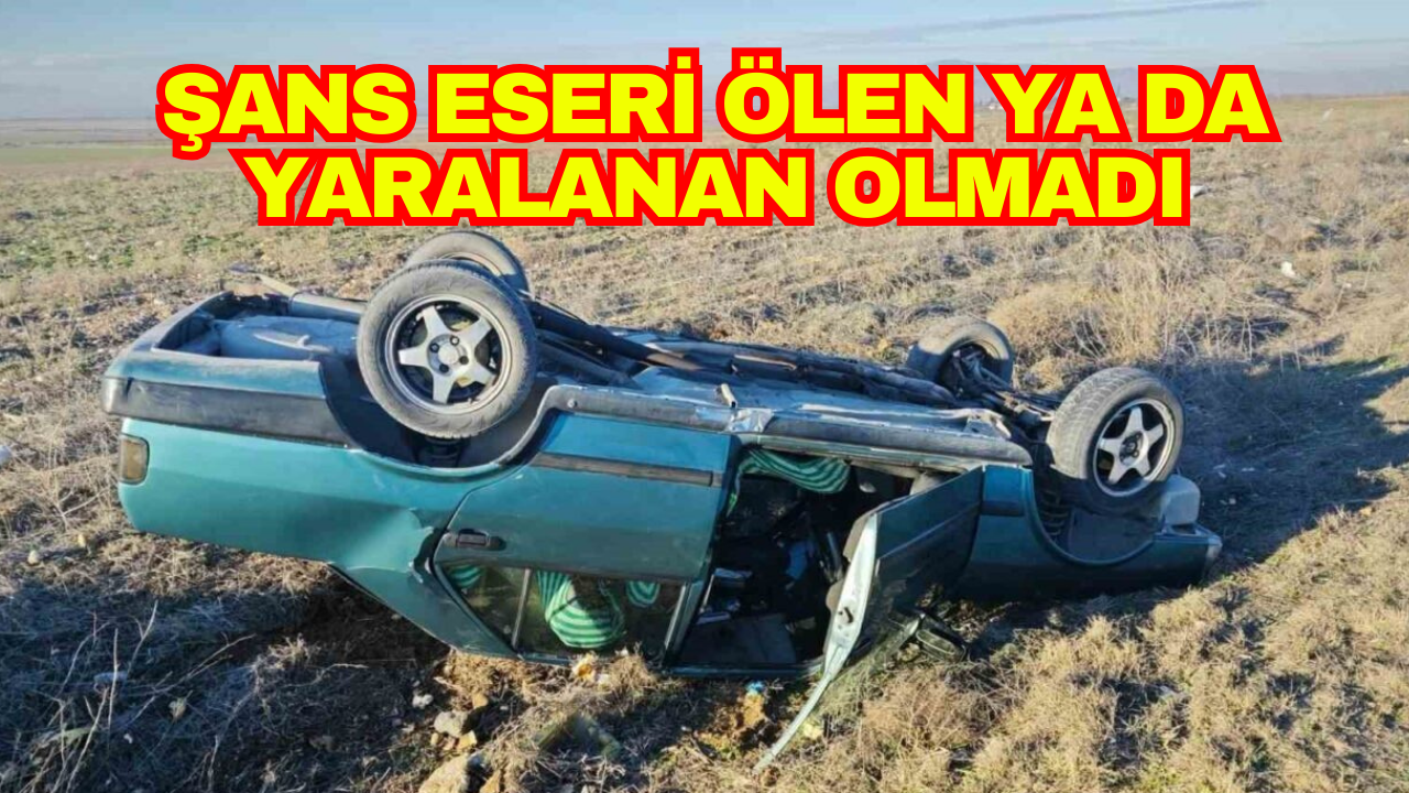 Afyonkarahisar’ın Bolvadin ilçesi girişinde kontrolden çıkarak takla atan bir otomobilde